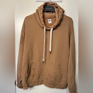 NSF Clothing Tan Distressed Hoodie Sweatshirt Women’s Size M Made in USA 100% Co